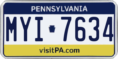 PA license plate MYI7634