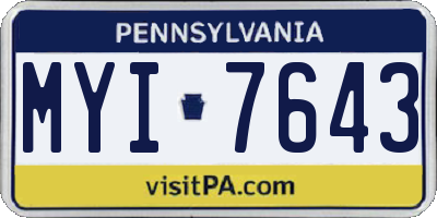 PA license plate MYI7643