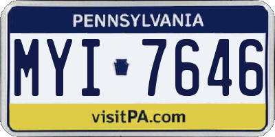 PA license plate MYI7646