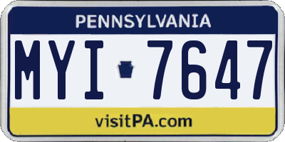 PA license plate MYI7647