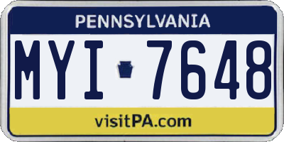 PA license plate MYI7648