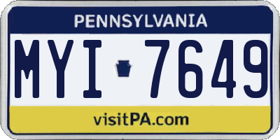 PA license plate MYI7649