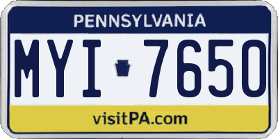 PA license plate MYI7650
