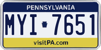 PA license plate MYI7651