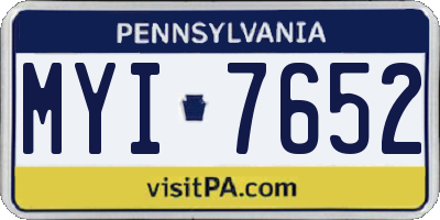 PA license plate MYI7652
