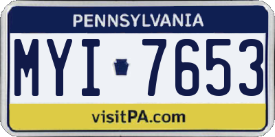 PA license plate MYI7653