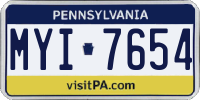 PA license plate MYI7654