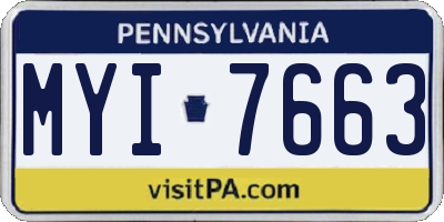 PA license plate MYI7663
