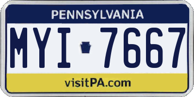 PA license plate MYI7667