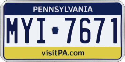 PA license plate MYI7671