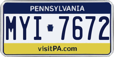 PA license plate MYI7672