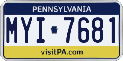 PA license plate MYI7681