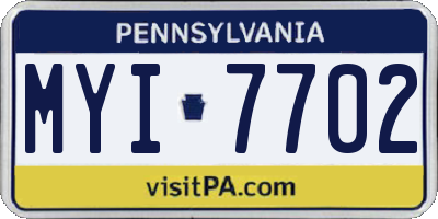 PA license plate MYI7702