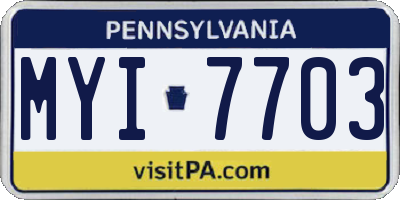 PA license plate MYI7703