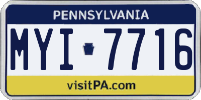 PA license plate MYI7716