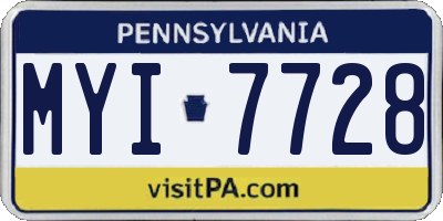 PA license plate MYI7728