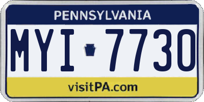 PA license plate MYI7730