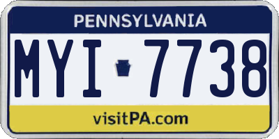 PA license plate MYI7738
