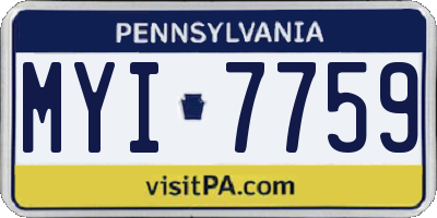 PA license plate MYI7759