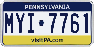 PA license plate MYI7761