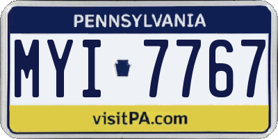 PA license plate MYI7767