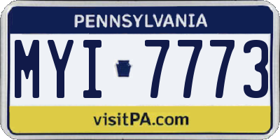 PA license plate MYI7773