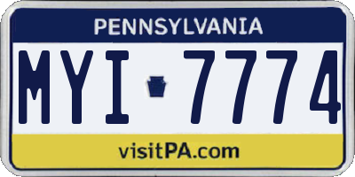 PA license plate MYI7774