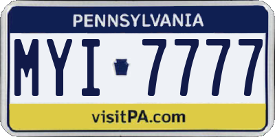 PA license plate MYI7777