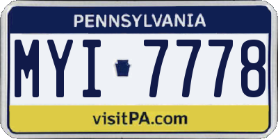 PA license plate MYI7778