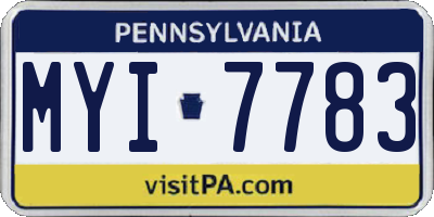 PA license plate MYI7783