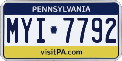 PA license plate MYI7792
