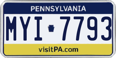 PA license plate MYI7793