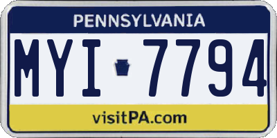 PA license plate MYI7794