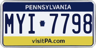 PA license plate MYI7798