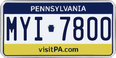 PA license plate MYI7800