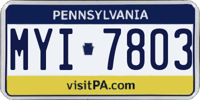 PA license plate MYI7803