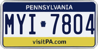 PA license plate MYI7804