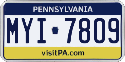 PA license plate MYI7809