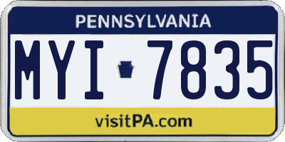 PA license plate MYI7835