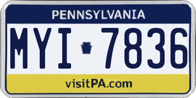 PA license plate MYI7836