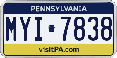 PA license plate MYI7838