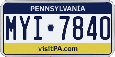 PA license plate MYI7840