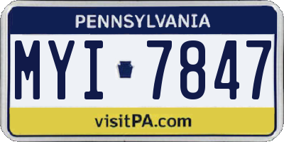 PA license plate MYI7847