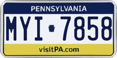 PA license plate MYI7858