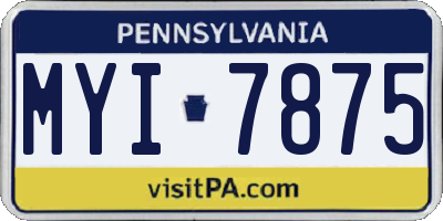 PA license plate MYI7875