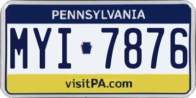 PA license plate MYI7876
