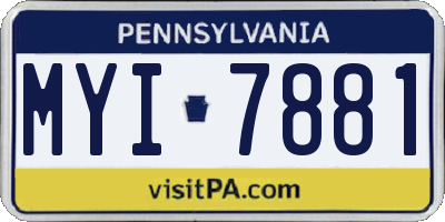 PA license plate MYI7881
