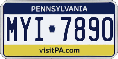 PA license plate MYI7890