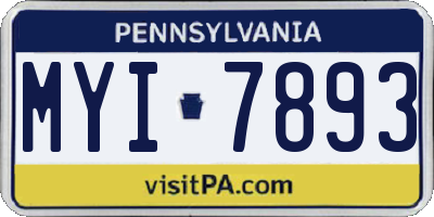 PA license plate MYI7893