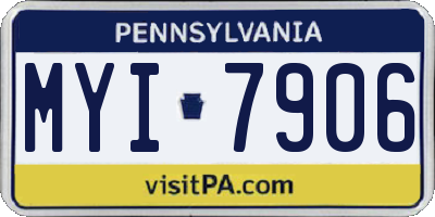 PA license plate MYI7906